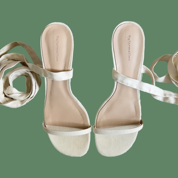 Reformation Alessa Linen Espedrille Wedges | NWOT - Picture 2 of 12